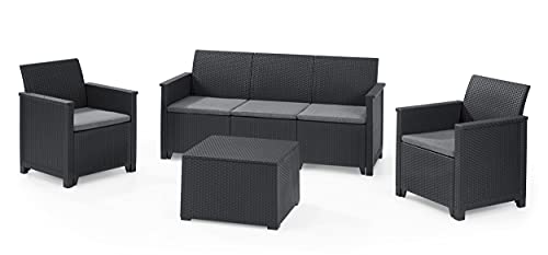 Koll Living Lounge Sets - Verschiedene Ausführungen - hochwertige Sitzgruppe für den Garten - höchster Sitzkomfort durch ergonomische Rückenlehnen (3er Sofa, 2X Sessel & Tisch)