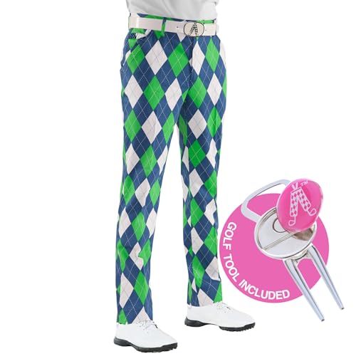 ROYAL & AWESOME HERREN-GOLFHOSE, Mehrfarbig (Blues on the Green), W38/L32