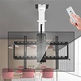 GUODDM Mit Motorisierter TV-Deckenhalterung Mit Fernbedienung, Hängender TV-Halterung, Elektrischem TV Lift Und Speichereinstellung, Für 32" Bis 75" Fernseher Bis 50kg/132lbs