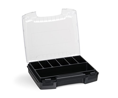 Sortimentsbox klein leer | i-BOXX (schwarz) mit 7-fach Einlage | Ideal für i-BOXX RACK & LS-BOXX | Sortimentskasten Kunststoff klappbar