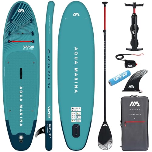 Aqva Marina Aufblasbar Sup Board Stand up Paddle AQUAMARINA Vapor 2021 Komplette Packung 315x79x15 cm mit Campsup Floater, Blau