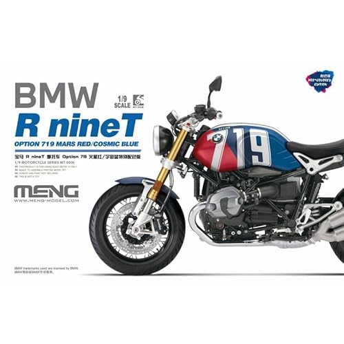 Meng 913280 1/9 BMW R Nine T, Option 719 Mars, Rot/Kosmos-blau, coloriert, Mehrfarbig
