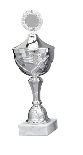 eberin · Pokal Serie Lilian, Silber, mit Wunschtext und auswählbarem Motiv-Emblem, Größe 44,5 cm