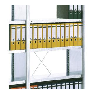Regalwerk Standard Stahlfachboden, lichtgrau RAL 7035, Fachlast 150 kg, inkl. 4 Fachbodenträgern, BxT 1000x300 mm