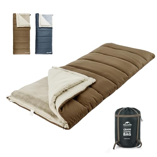 Naturehike Envelope Schlafsack für Erwachsene, einzelner rechteckiger Schlafsack für 3-4 Jahreszeiten, wasserdicht, mehrschichtiges Design Schlafsack für Camping, Wandern, Outdoor, Indoor (Braun)
