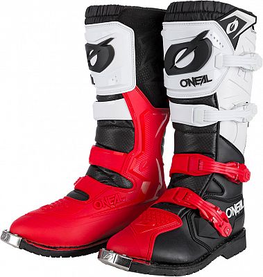 O'NEAL | Motocross-Stiefel | Enduro Motorrad | Komfort durch Air-Mesh-Innenleben, vier Verschlussschnallen, hochwertiges Synthetik-Material | Boots Rider Pro | Erwachsene | Schwarz Weiß Rot | Größe 39