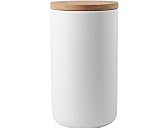 Ceramic Food Storage Jar with airtight Sealed Bamboo lid Sealed Food Storage Container Canister can be Used for Tea, Coffee, Spices, etc. (White 31.67oz/900ml)