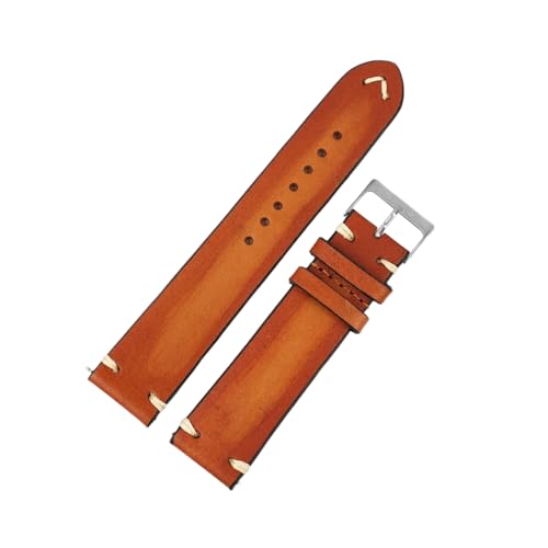 PohUy 18mm/20mm/22mm/24mm Dornschließe aus Edelstahl mit Litschi-Maserung, Rindsleder-Ersatzarmband für analoge Uhren