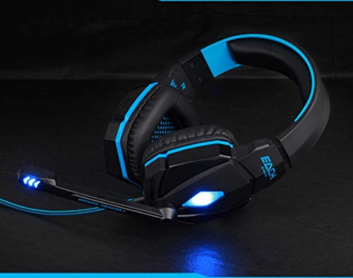 Shot Case Gamer-Kopfhörer mit Mikrofon und Fernbedienung für PC Medion LED Soundregler Universal USB Klinke Blau