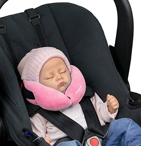 SANDINI SleepFix® Baby - Schlafkissen/Nackenkissen mit Stützfunktion - Kindersitz-Zubehör für Auto/Fahrrad/Reise - Kopfstütze/Sitzverkleinerung/Verhindert das Abkippen des Kopfes im Schlaf