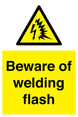 Schild mit Aufschrift "Beware of welding flash", 400 x 600 mm, A2P