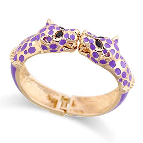 YPOSPDD Armband, modisches Statement, Tier-Emaille-Manschettenarmbänder, vergoldet, buntes Doppel-Leoparden-Armband for Damen, Armbänder und Armreifen, Damenschmuck (Size : Green)