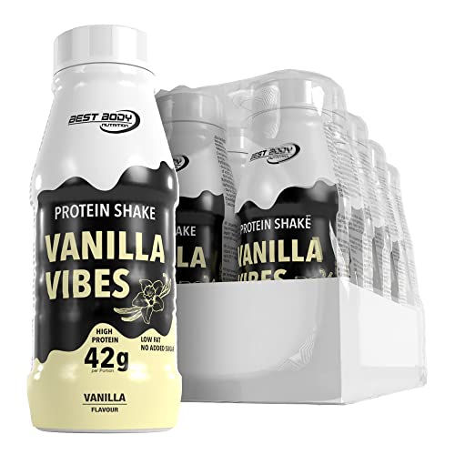 Best Body Nutrition - 42 g Protein Shake - Tray 8 x 500 ml Flasche - Vanilla Vibes - trinkfertig und ohne Zuckerzusatz