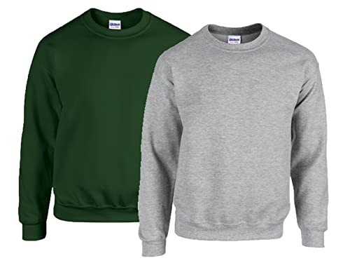 Gildan - Heavy Blend Sweatshirt - S, M, L, XL, XXL, 3XL, 4XL, 5XL /1x Forest Green + 1x Sportgrey + 1x HL Kauf Notizblock, XL