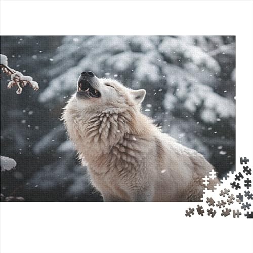 Domineering Arctic Wolf DIY Kit 1000 Stück Puzzles Für Erwachsene Stress Abbauen Familien Gifts Home Decor Puzzlepiel Mit Poster in Voller Größe 1000 Teile Lernspiel Spielzeug 1000pcs (75x50cm)