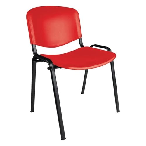 Topsit Büro & More Besucherstühle, stapelbarer Konferenzstuhl, mit Sitz und Rückenlehne aus Kunststoff. (Rot)