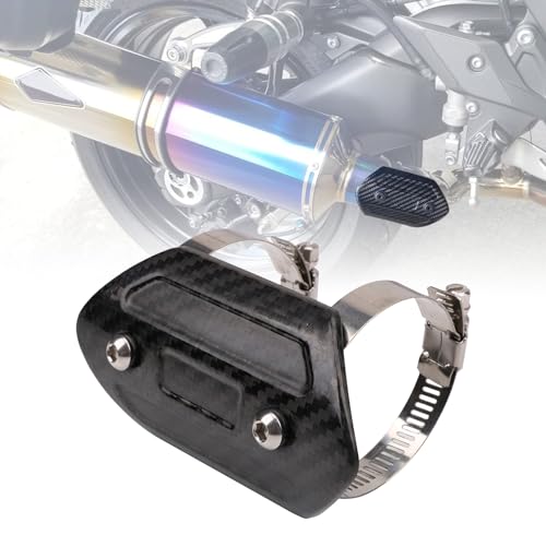 JFG RACING Auspuffschutz für Motorrad-Auspuffrohre, Karbonfaser, universal, für Yamaha Harley Suzuki Honda Kawasaki Street Bike (Größe: 110 x 60 mm)