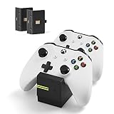 snakebyte Xbox One TWIN:CHARGE X - schwarz – Ladegerät/Ladestation für Xbox One S/Xbox One X/Xbox Elite Controller/Gamepads, 2 Akkus Wiederaufladbar 800mAh, LED-Ladezustandanzeige