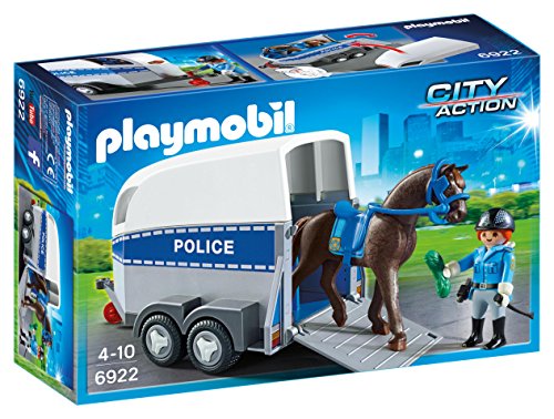 Playmobil 6922 Polizistin Pferd mit Trailer, mehrfarbig