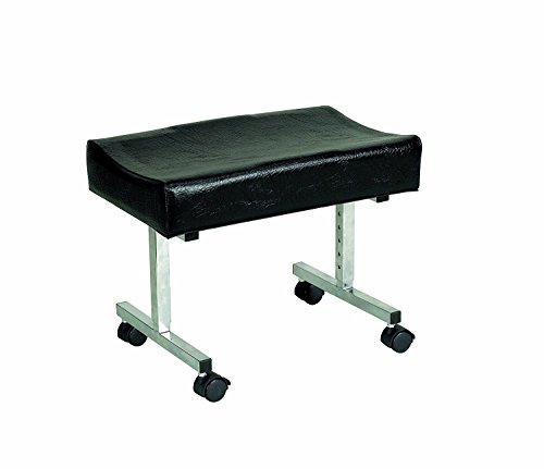 Homecraft Cardiff Adjustable Height Footstool with Castors, Adjustable Footrest for Home and Office, Angle and Tilting Adjustments, Comfortable Padded Vinyl Leg Rest, Non-Slip Rubber Feet
