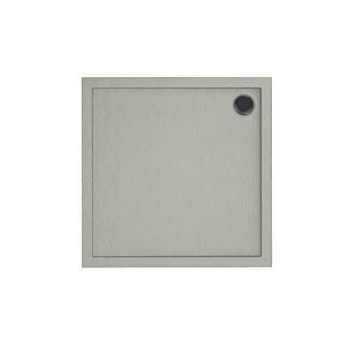 Sellon24® Duschtasse Steinoptik Quadrat Rechteck Viertelkreis Duschwanne Cement Stone Stein-Effekt (90x90x4,5)