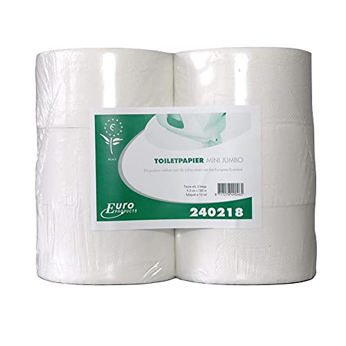MTS 240218 Mini Jumbo Toilettenpapier, Recycelt, 2 Lagen, Weiß, 180m x 9.2cm, 12 Stück
