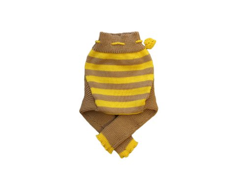 100% Merinowolle Baby Wollwindelhose Überhosen Hose gestrickt gestreift Schafswolle Brown+Yellow L