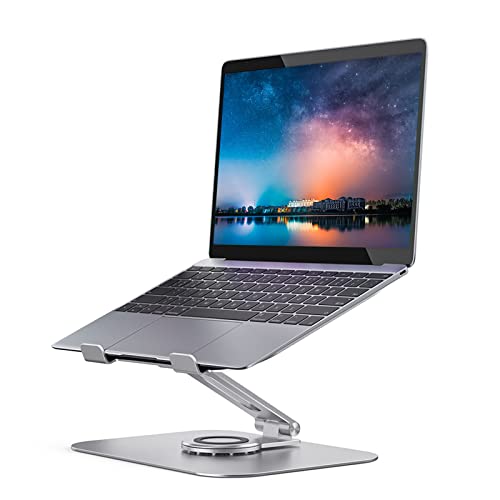 Laptop Ständer,Aluminium Höhenverstellbarer Belüfteter Laptophalter, Faltbarer 360° Schwenkbarer DJ Notebook-Halter,Kompatibel mit MacBook Air/Pro, Dell, HP, Alle 10-17.3 '' Laptops Tablets, L04
