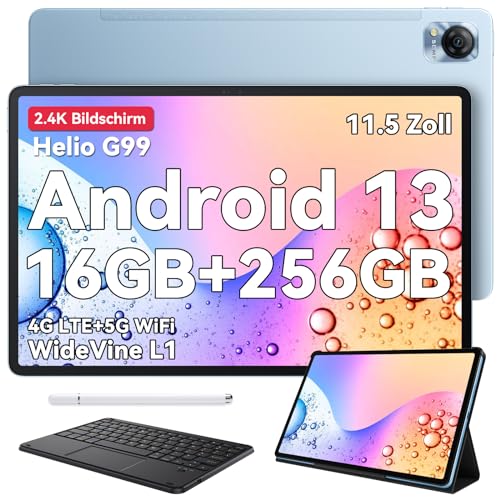 Blackview Mega 1 Tablet 11.5 Zoll 2.4K FHD Android 13 Top Tablets mit 16(8+8) GB RAM+256GB ROM,Helio G99 Octa Core,Widevine L1 Unterstützt Netflix 1080p 50MP+13MP Kamera,4G LTE,5G WiFi,33W Type C