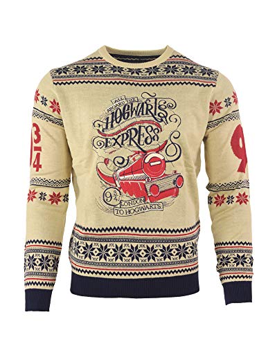 Harry Potter Christmas Jumper Ugly Sweater Hogwarts Express, Pullover, mehrfarbig, Größe L