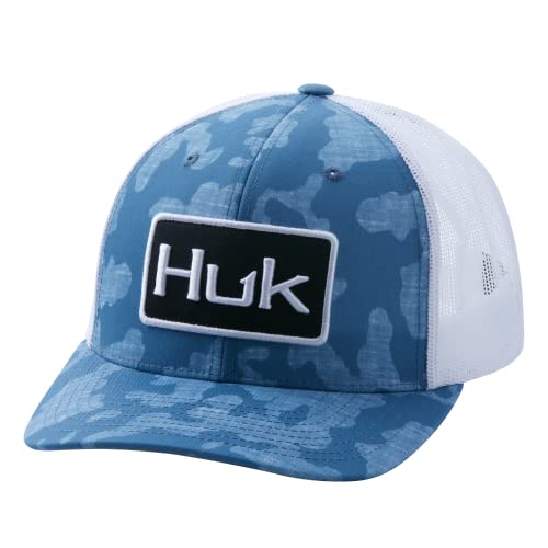 HUK Herren Mesh Trucker Snapback Hat | Blendfreie Fischerhut Mütze, Running Lakes – Titanblau, Einheitsgröße
