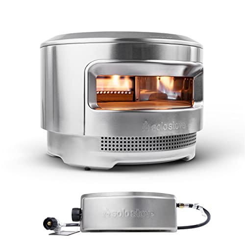 Solo Stove Pi Pizzaofen mit Holz- und Gasbrenner| Inkl. Mobiler Outdoor-Pizzaofen aus Edelstahl, mit Holz Befeuert oder mit Gasbrenner, Pizzastein (13 mm dick), Maße (HxB): 38,4 x 52 cm, 13,8 kg