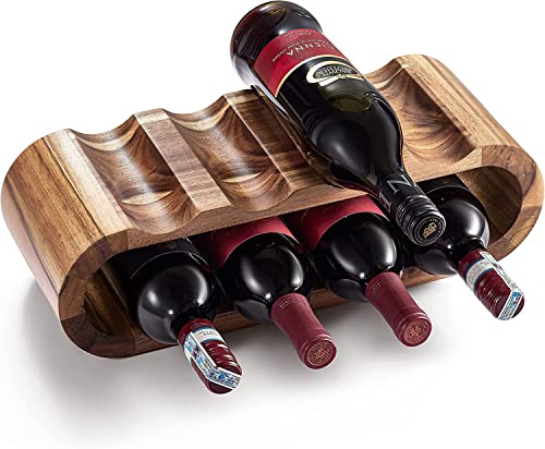 Mardili Freistehendes Weinregal aus Akazienholz, für 8 Weinflaschenhalter, Weinregal-Organizer, perfekt für Heimdekoration und Weingeschenke, keine Montage nötig, 41 x 12 x 16 cm
