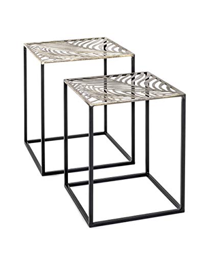 HAKU Möbel 2-Satz Tisch, Stahlrohr, schwarz-antikbronze, 35/40 x 35/40 x 45/50 cm