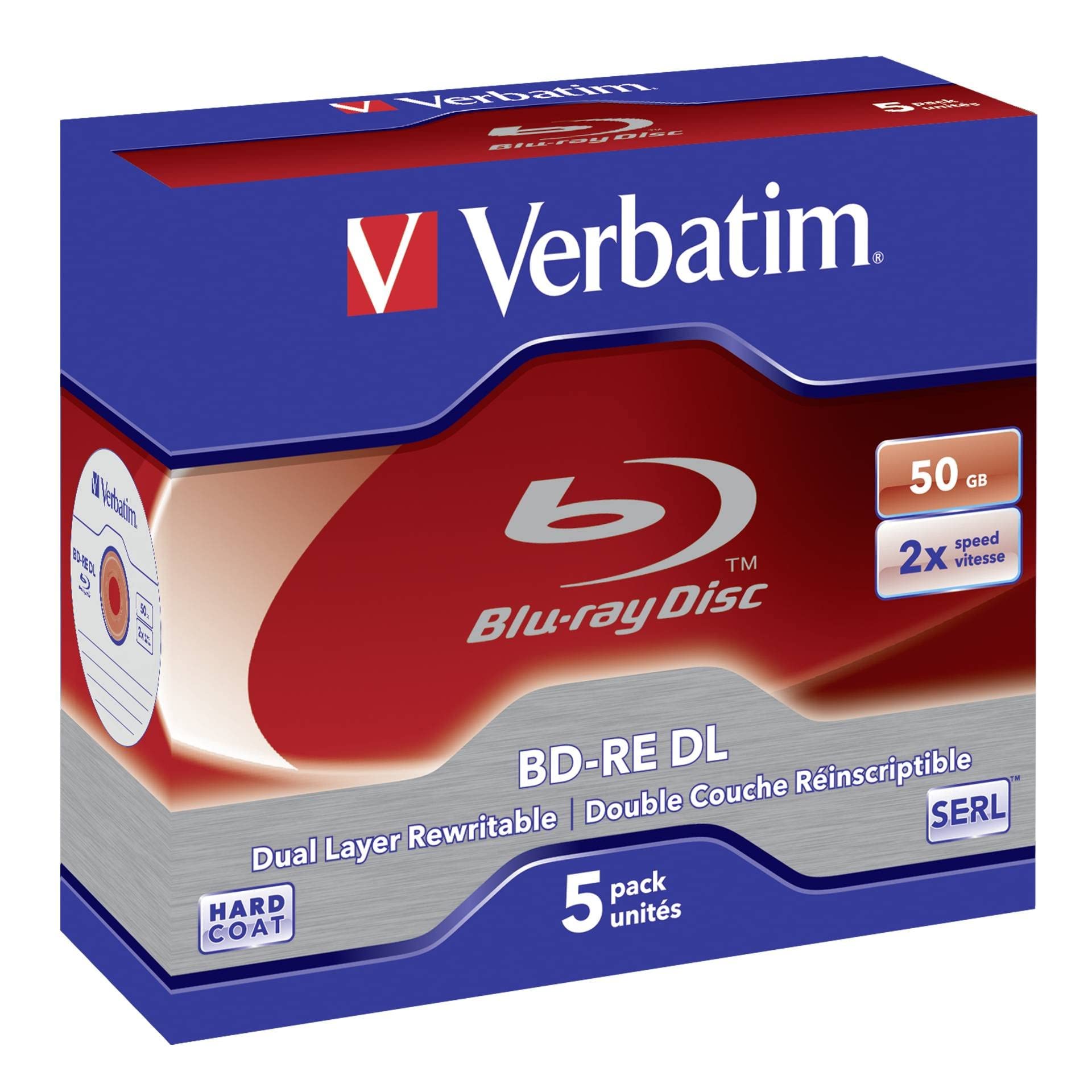 Verbatim BD-RE DL 50GB 2X, 5er Jewelcase, 43760, Weiß , 5 Stück (1er Pack)