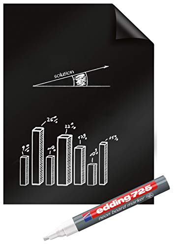 Legamaster 7-159200 Magic-Chart Blackboard elektrostatische Folie für verschiedene Oberflächen, gerollt 25 Blatt (je 60 x 80 cm) + Marker