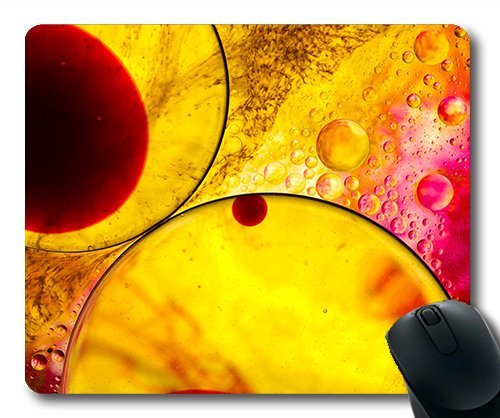 (Precision Lock Edge Mouse Pad) Abstract Water Oil Macro Water Bubbles Circle Gaming Mouse Pad Mouse Mat for Mac or Computer