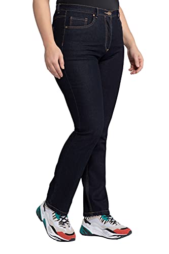 Ulla Popken Große Größen Damen Straight Leg Straight Jeans Jeans Regular Fit Stretch 70285993, Gr. 50, Blau (dunkelblau 93)