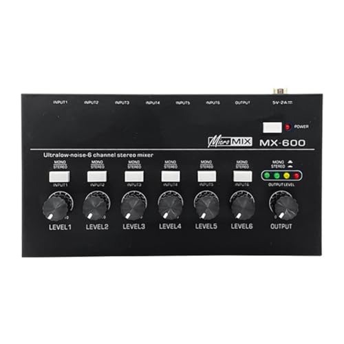 AMIUHOUN MX600 Ultra-Low-Noise 6-Kanal-Line-Mixer Stereo/Single-Track-Switch-MikrofonvorverstäRker