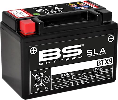 BS Battery 300674 BTX9 AGM SLA Motorrad Batterie, Schwarz
