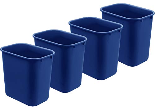 Acrimet Papierkorb, Schreibtisch-Mülleimer, 6,75 Gallonen/27 Quart/24 Liter (Plastik) (Blau) (Set aus 4)