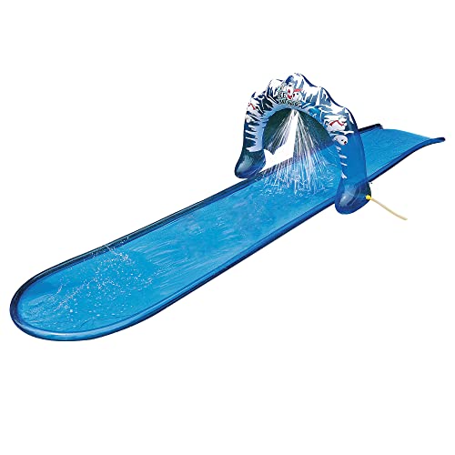 Jilong Ice Breaker Water Slide 500x95 cm Wasserrutschbahn mit Surfboard Wasserrutsche Wasserbahn Rutschbahn inkl. Wassersprüher Sprühfunktion zum Anschluß an Gartenschlauch