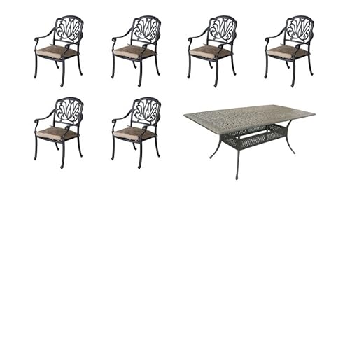 Hartman Amalfi Sitzgruppe, Bronze, Alu-Guss, 6 Dining Sessel, 214x112cm