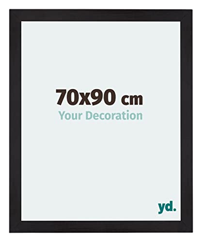 yd. Your Decoration - Bilderrahmen 70x90 cm - Bilderrahmen aus MDF mit Acrylglas - Antireflex - Ausgezeichneter Qualität - Schwarz Gemasert - Mura