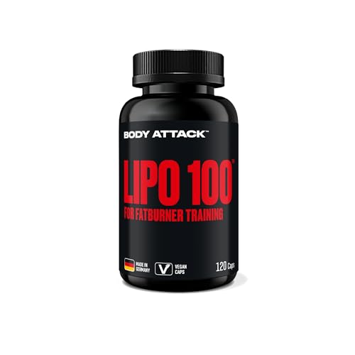 Body Attack LIPO 100, 120 Caps / 20 Portionen, mit Lipocholine®, 200 mg Koffein aus pflanzlichen Quellen, für Fatburner-Trainings, zusätzliche B-Vitamine, extra Zink-Zugabe, Made in Germany