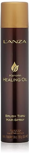 L'ANZA Keratin Healing Oil Brush Thru Hair spray with Medium Hold Effect, For a Shiny Finishing and a Long-lasting look, With Triple UV and heat Protection,Suitable For All Hair Types (10.6 Fl Oz)