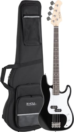 Rocktile Puncher E-Bass Black Set (Preci-Style, geteilter Tonabnehmer, 22 Bünde, inkl. Leichtkoffer) Schwarz
