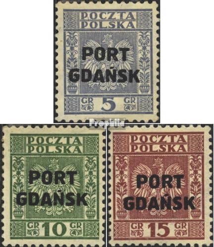 Prophila Collection Polnische Post Danzig 26-28 (kompl.Ausg.) postfrisch ** MNH 1934 Aufdruckausgabe (Briefmarken für Sammler) Flaggen/Wappen/Landkarten