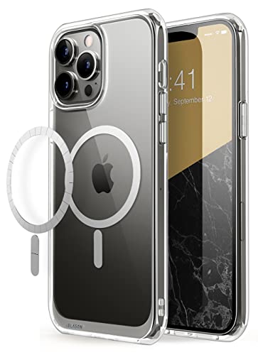 i-Blason Halo Hülle Kompatibel mit MagSafe für iPhone 13 Pro Max 6,7 Zoll, Schlanke Klar Hülle mit TPU Innenstoßstange (Klar)