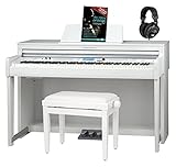 Classic Cantabile DP-A 610 E-Piano Set (88 Tasten Hammer-Mechanik, 1200 Voices und 38 DSP Effekte, Bluetooth-Streaming, Begleitfunktionen, 270 Styles, inkl. Bank, Kopfhörer und Schule) Weiß matt